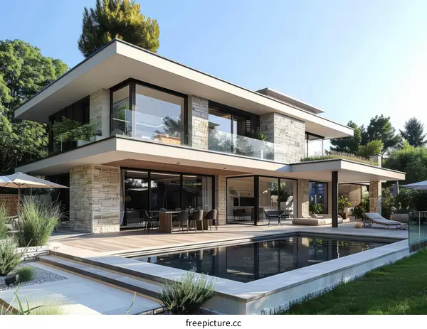 Modern luxury house with pool and terrace
