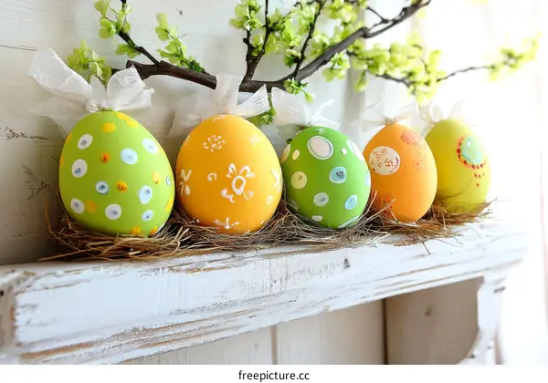 Colorful Easter Eggs Decorated with Designs