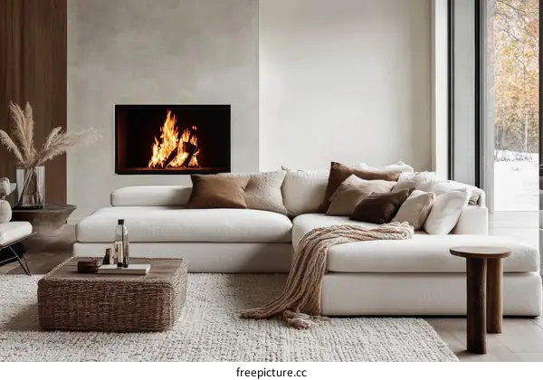Modern Minimalist Living Room with Sectional Sofa
