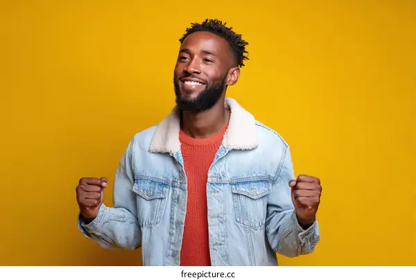 Happy African Man Celebrating Success