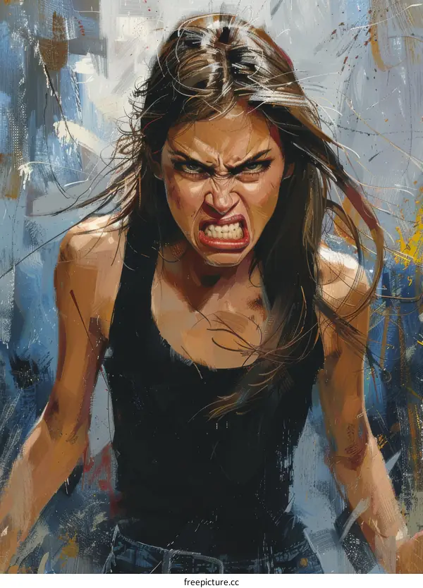 portrait of an angry young woman