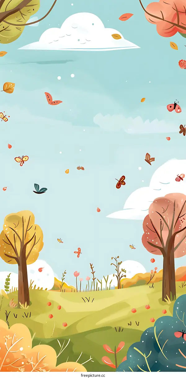 Beautiful Illustration of Colorful Autumn Forest