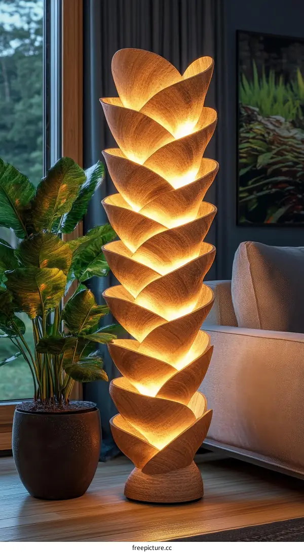 Unique Wooden Floor Lamp Design