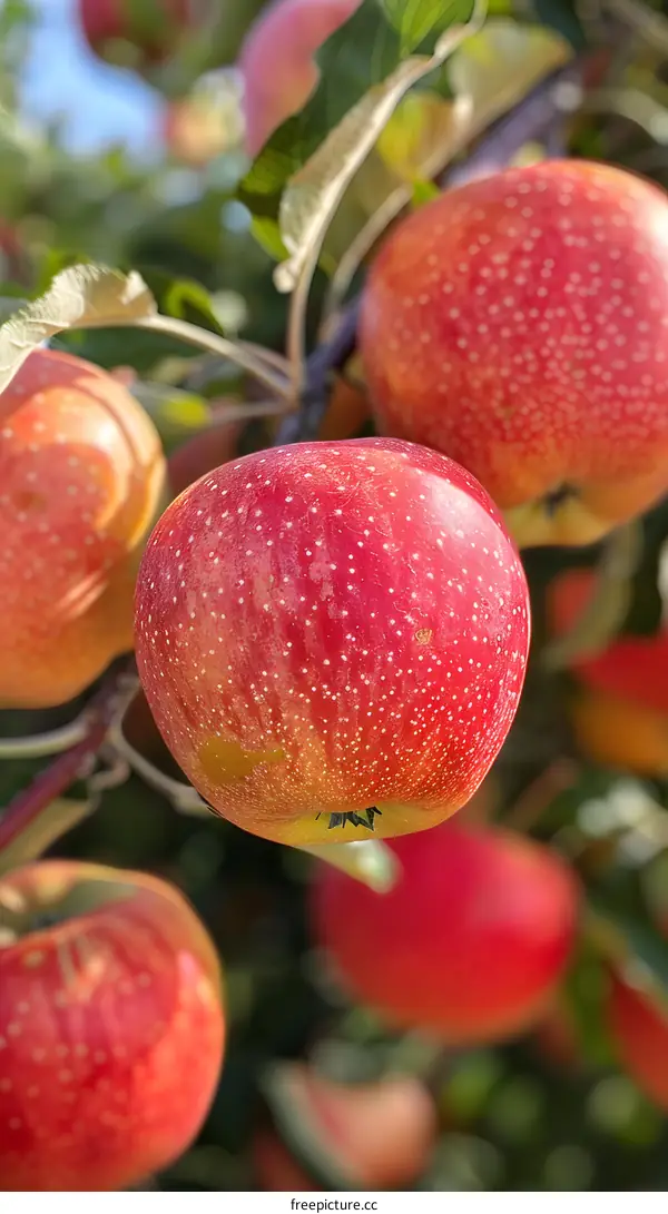 Red Apples Hanging on a Tree Branch