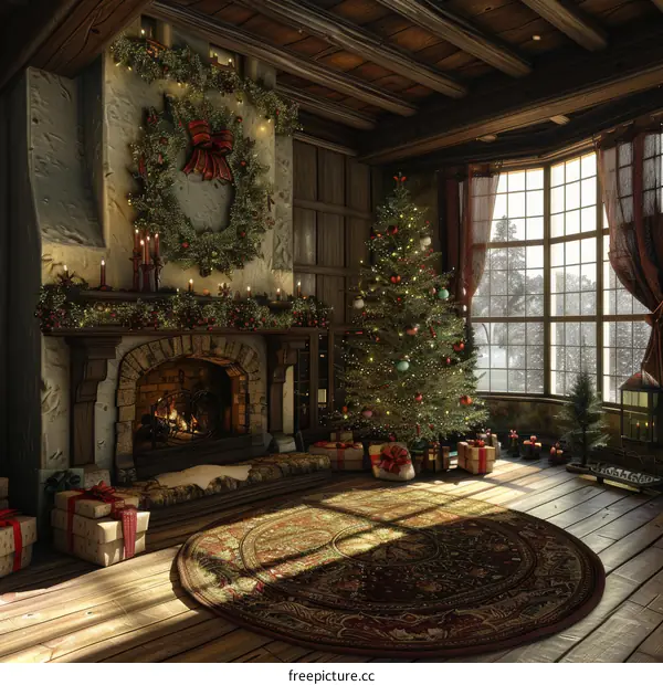 Christmas Joy by the Fireplace