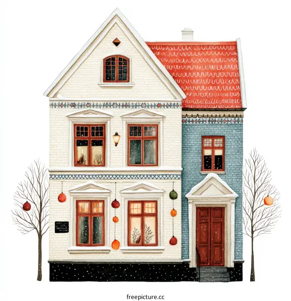 Charming Winter House Illustration