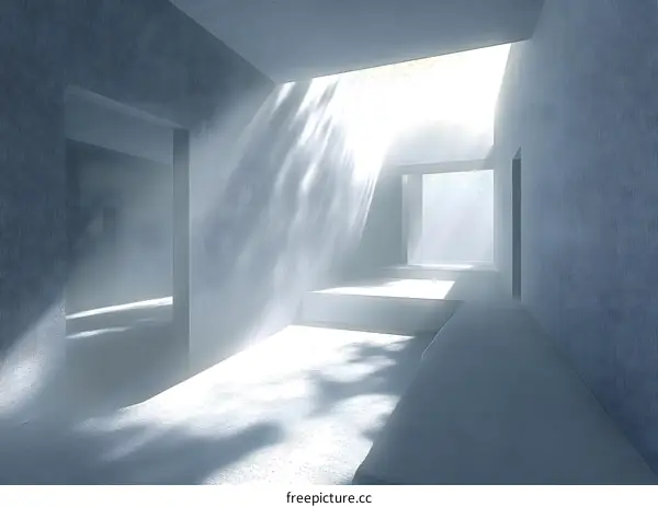 Light Rays in a Minimalist White Room Interior Design