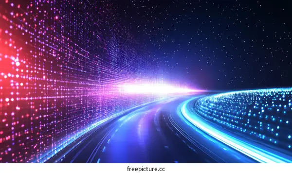 Abstract Digital Road Through Data Tunnel