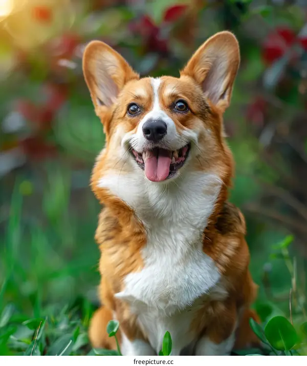 Happy Corgi Plays and Smiles in Nature