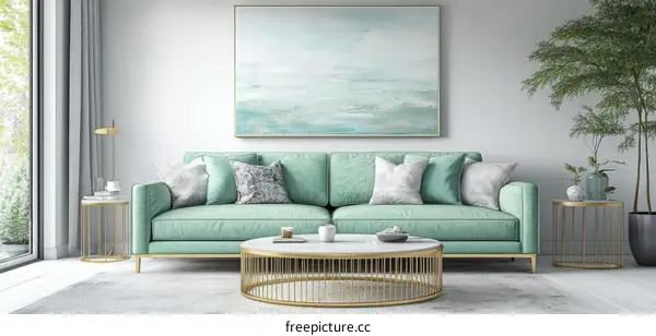 Modern Green Sofa Living Room Interior Design