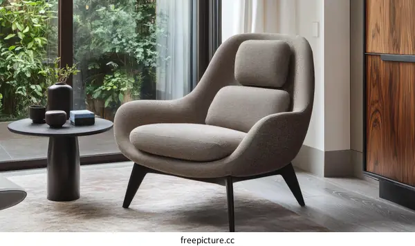 Modern Living Room Furniture Set with a Cozy Chair and Round Table