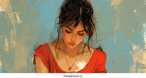 Digital Painting of a Woman With Closed Eyes