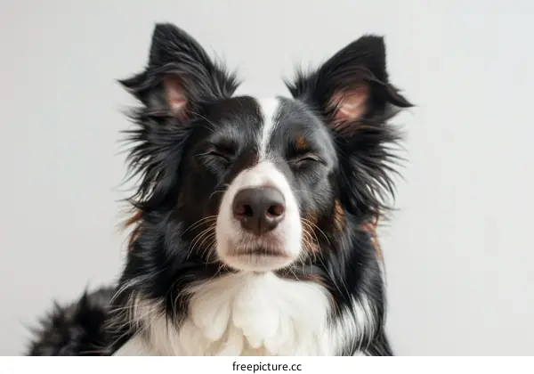 A Cute Border Collie Dog With Black And White Fur