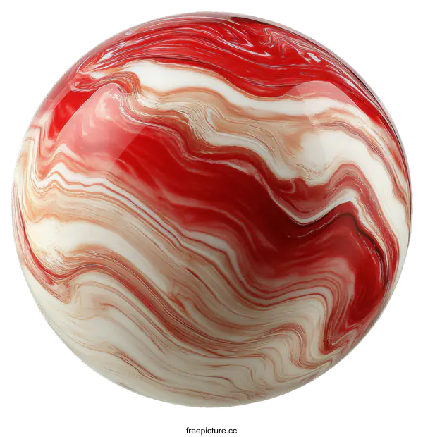 [Transparent Background PNG]Red and White Marble Sphere Abstract Design
