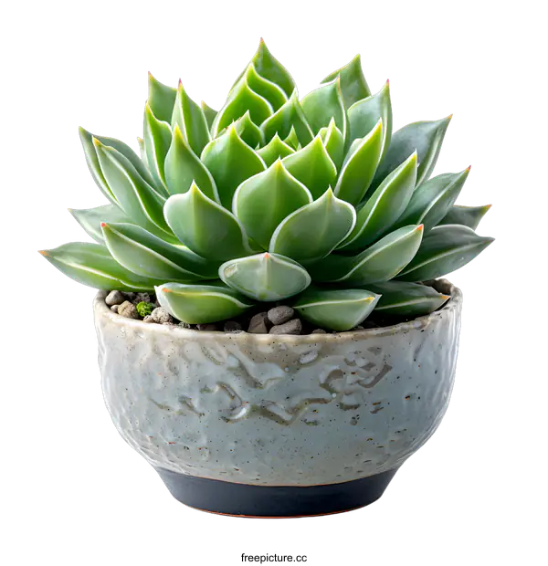 [Transparent Background PNG]A green succulent plant in a ceramic pot
