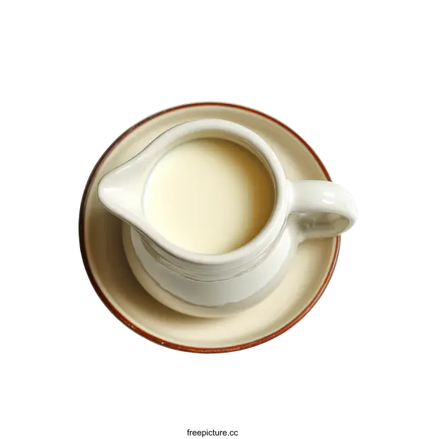[Transparent Background PNG]Creamy Milk Pitcher on Saucer