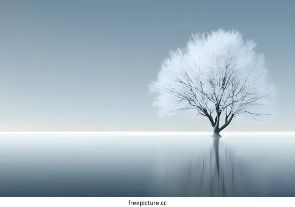 Single Tree in a Foggy Winter Landscape