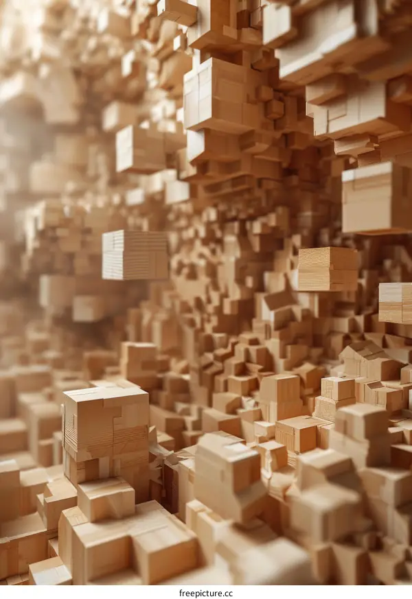 Abstract Geometric Wooden Cityscape