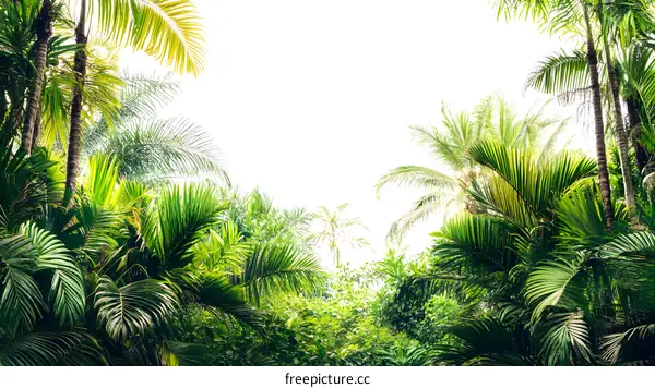 Tropical Rainforest Landscape with Lush Palm Trees