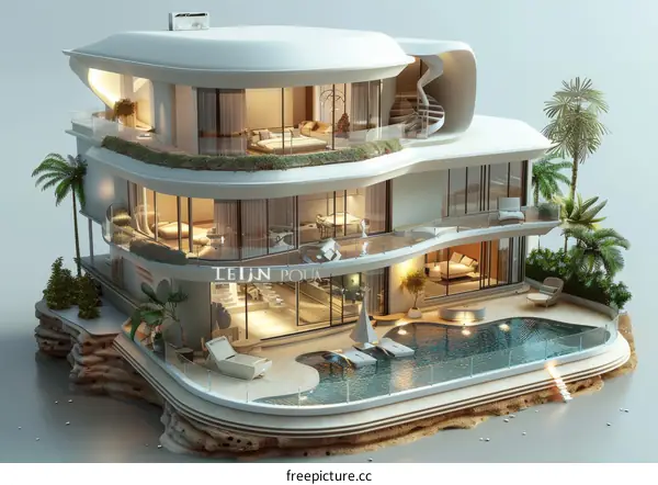 Luxurious Futuristic Villa with Stunning Courtyard