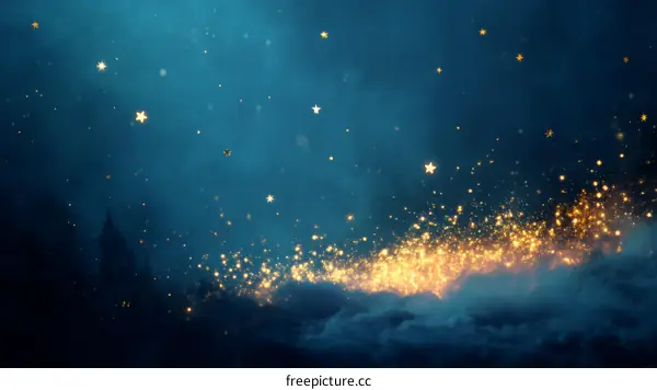 Mystical Night Sky Over a Forest