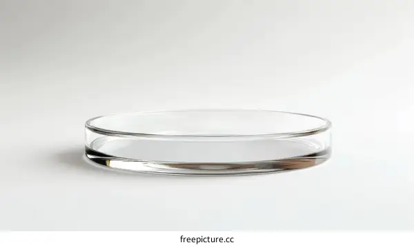 Empty Clear Glass Petri Dish on White Background