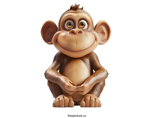 [Transparent Background PNG]Cute Cartoon Monkey Sitting and Smiling