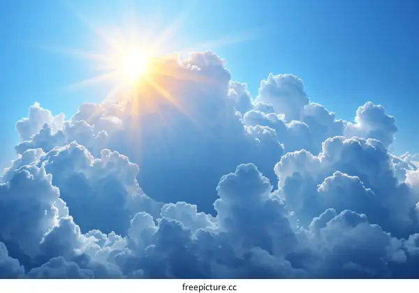 bright sun rays shining through dense cloudscape