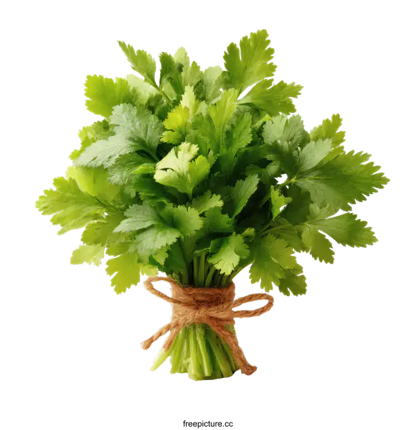 [Transparent Background PNG]Fresh Bunch of Cilantro Tied with Twine