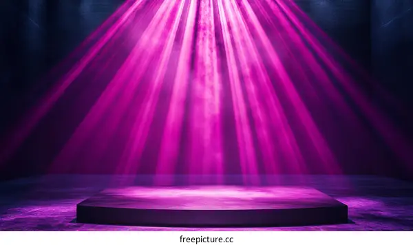 Abstract Stage with Magenta Light Rays