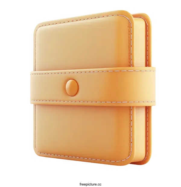 [Transparent Background PNG]Realistic Illustration of a Light Orange Wallet