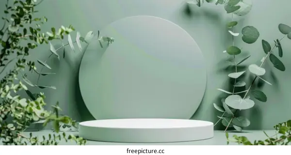 Green and White Podium for Product Display