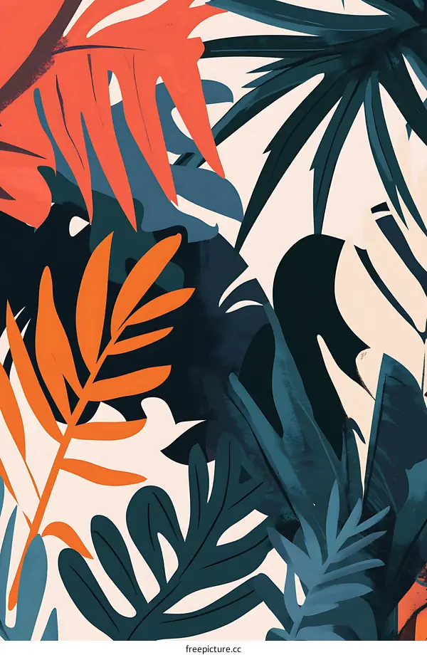 Abstract Tropical Leaf Illustration