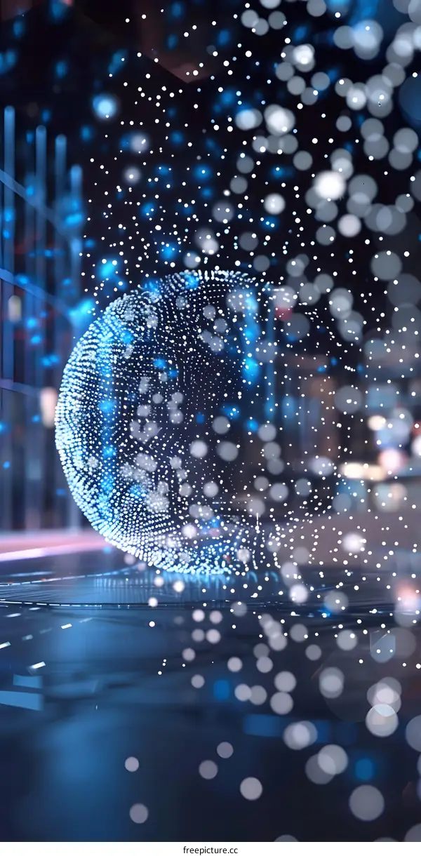 Abstract Globe with Blue and White Lights