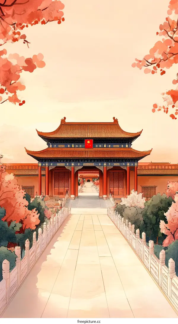 Beautiful Chinese Imperial Palace Illustration