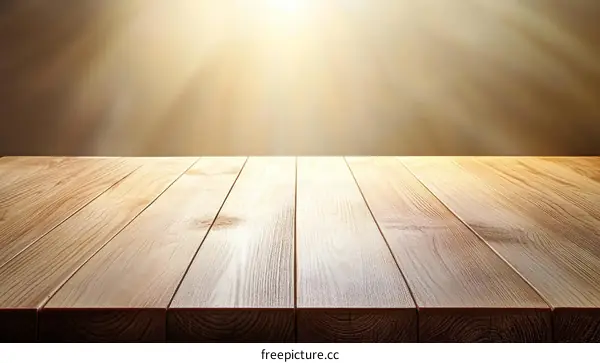 Wooden Table Top with Sunlight Background