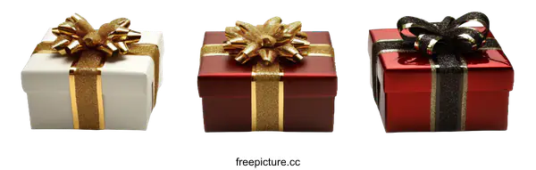 [Transparent Background PNG]Three Gift Boxes with Ribbons