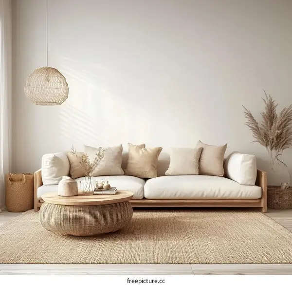 Modern Minimalist Beige Living Room Interior