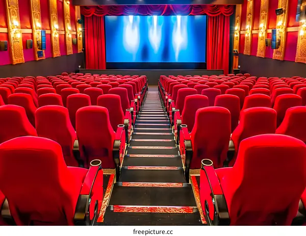 Empty Red Seats in a Movie Theater