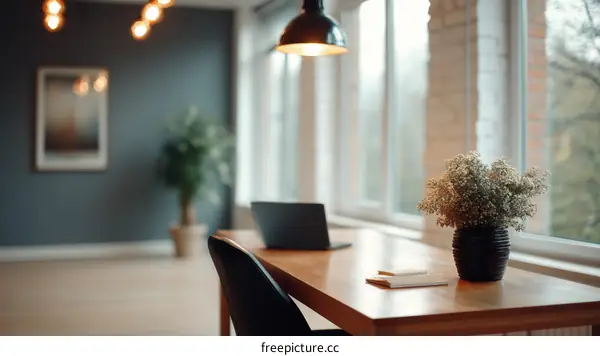 Modern Home Office Interior with Natural Light