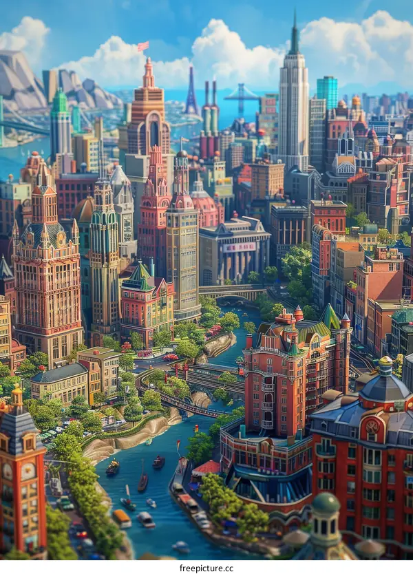 Colorful Cityscape Illustration of New York