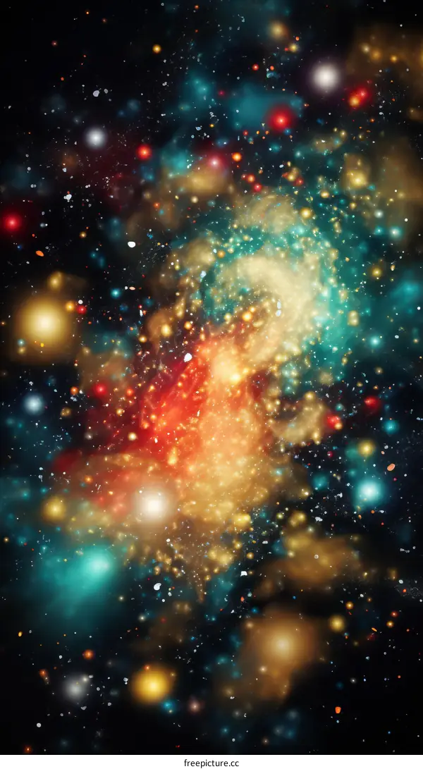 Colorful Galaxy with Glowing Nebula and Stars