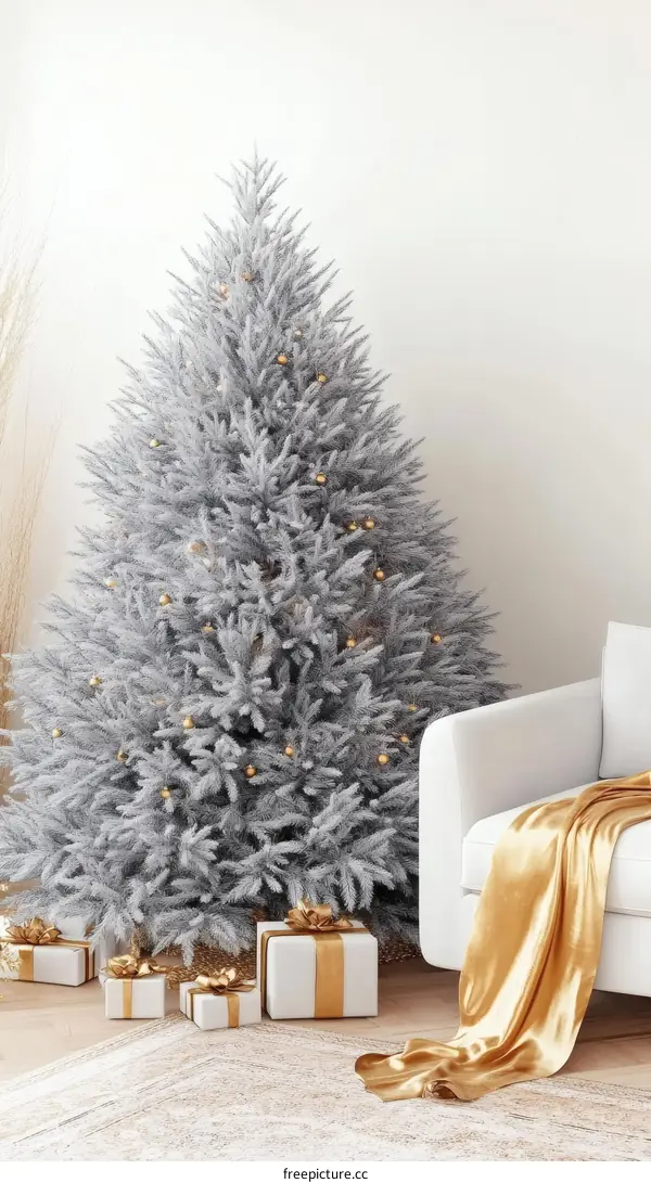Modern Christmas Tree with Gifts and Sofa