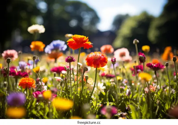 Vibrant Summer Meadow with Colorful Flowers
