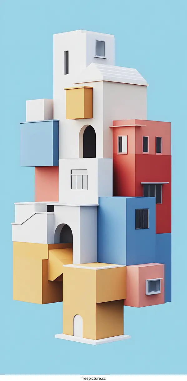 Colorful Abstract Buildings Illustration