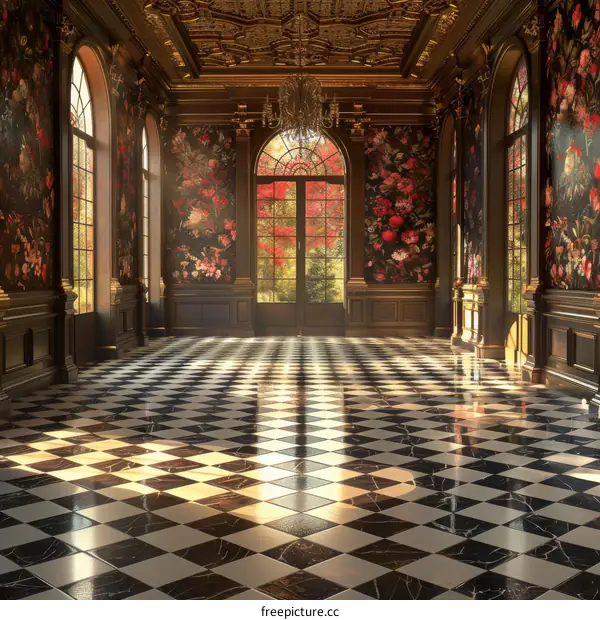 Luxurious Grand Hall Interior Illustration