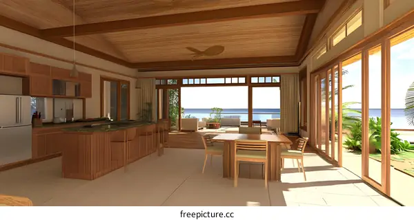 Modern Kitchen Design with Ocean View