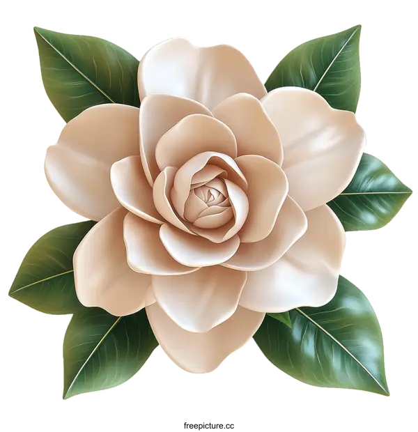 [Transparent Background PNG]Beautiful Beige Magnolia Flower Illustration