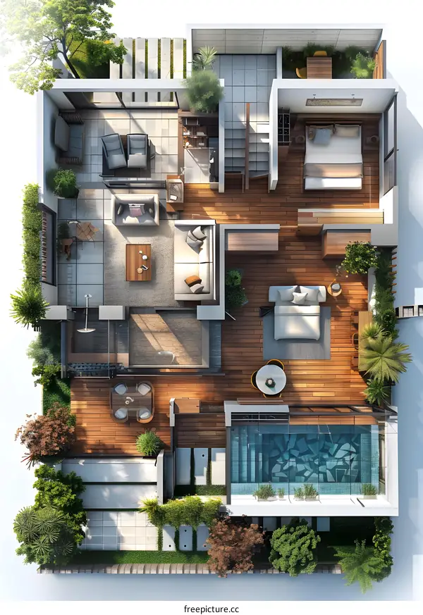 The floor plan of a duplex apartment