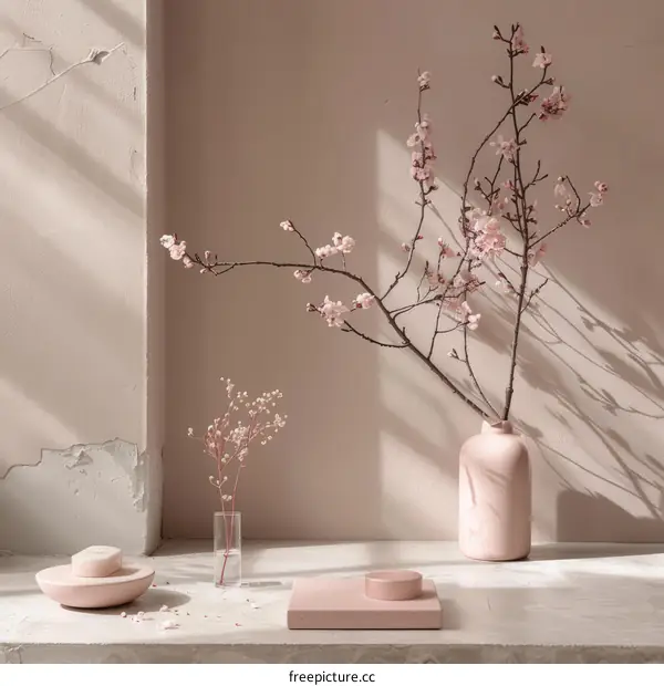 Minimalist Pink Flower Still Life